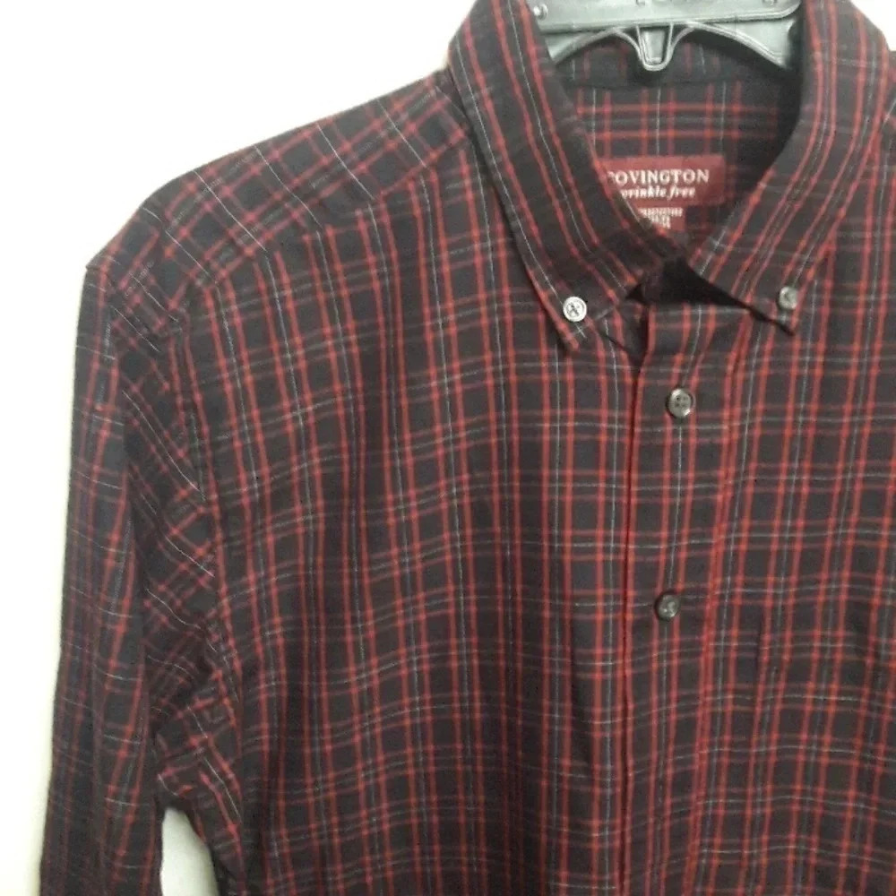 Mens Covington Wrinkle Free Long Sleeve Plaid Top